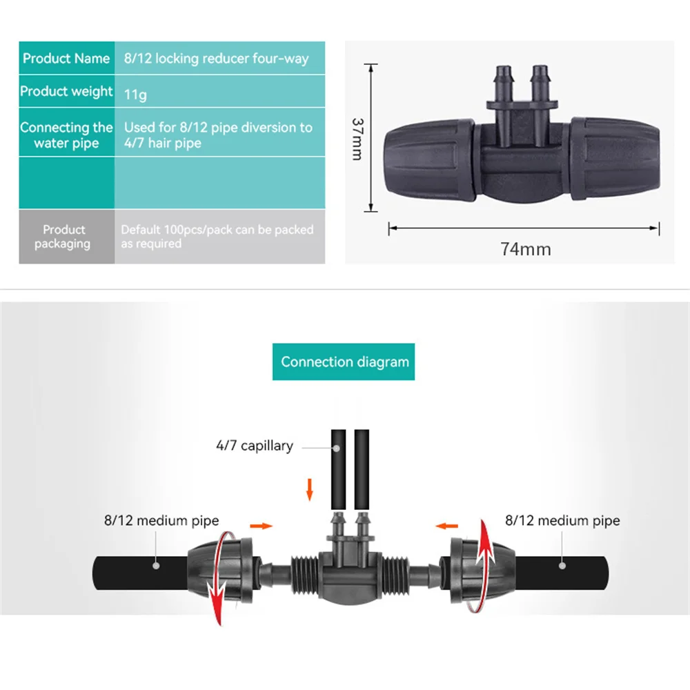 Адаптер удобное соединение для капельного орошения водопроводной трубы черный