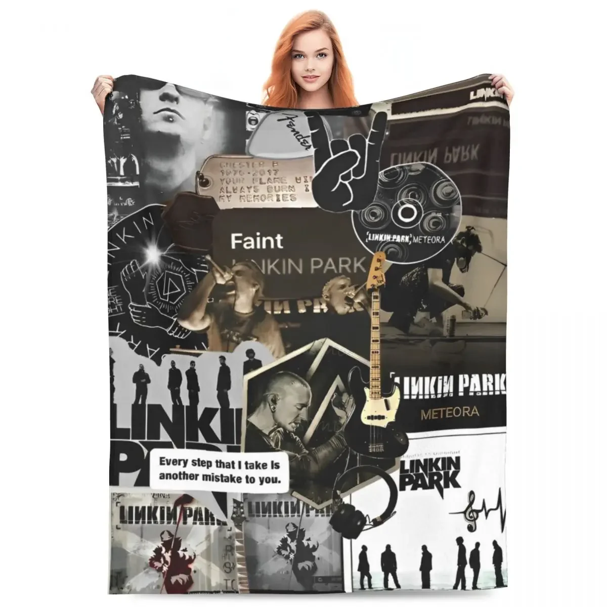 Фото Одеяло L-Linkin Rock Park, флисовое супер теплое одеяло для дома, дивана, спальни, одеяло №1