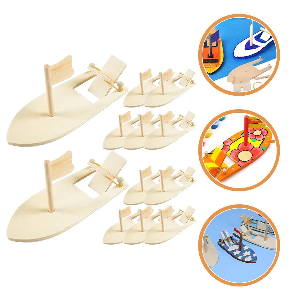 

12 Pcs Decorations DIY Wooden Sailboat Model Mini Toys Crafts Kids Crafting The Ship Boats Child