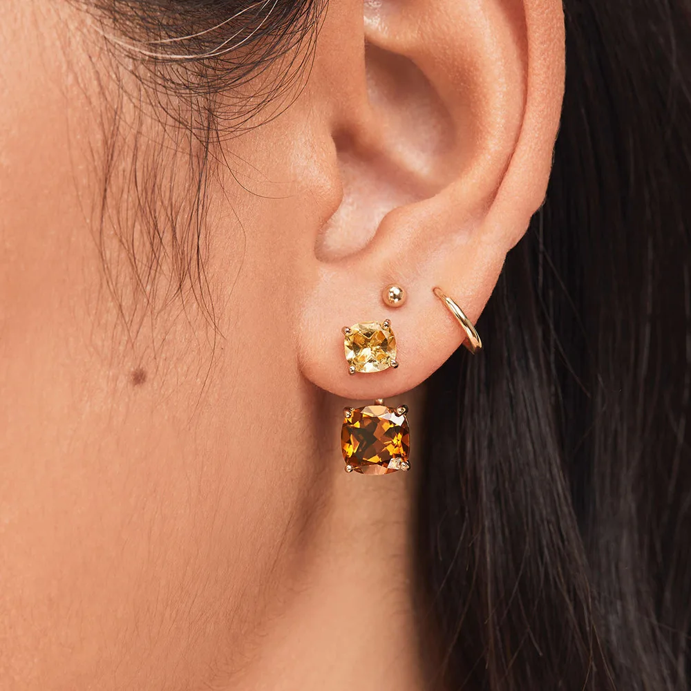 

European and American Fashion Zircon Women's Earrings Personalized Splice Hollow Square CZ Earrings for Women