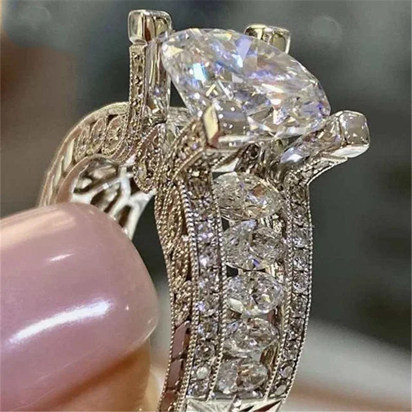 

Origin Sterling Silver 925 Jewelry Real Natural Zircon Ring Box Cushion Zirconia Anillos Tension Setting Square Gemstone Rings
