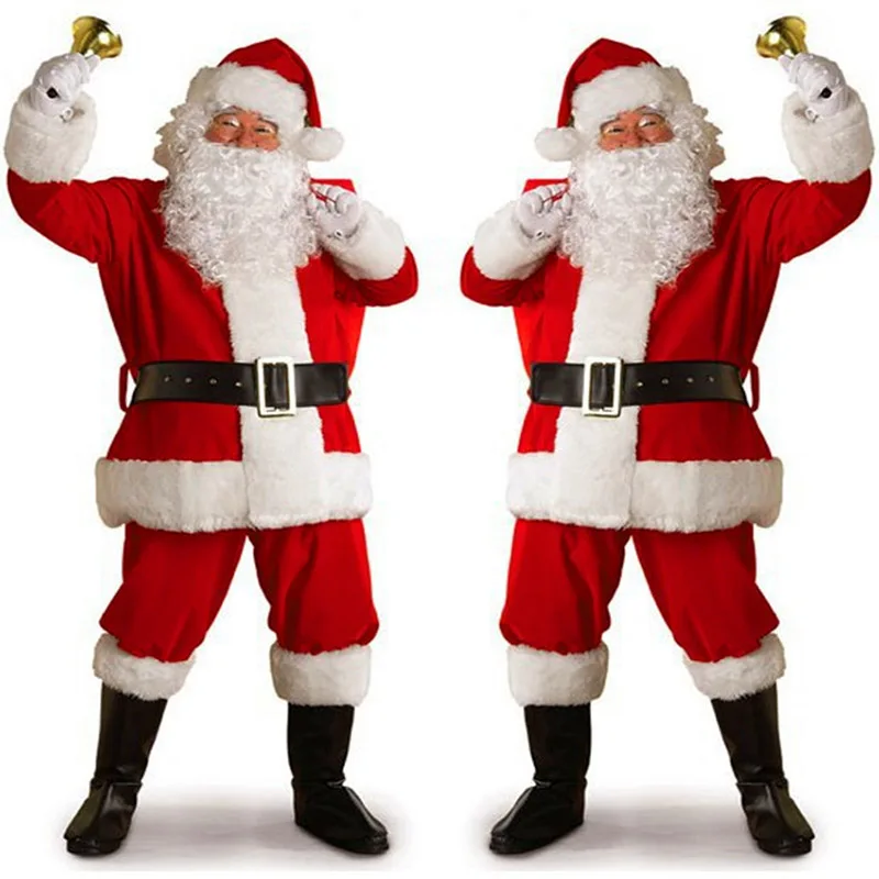 

Christmas Santa Claus Costume Cosplay Santa Claus Clothes Fancy Dress Christmas Men 5pcs Costume for Adults Masquerade Party