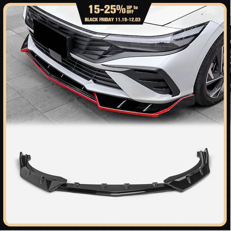 

Для 2023-2024 Hyundai Elantra Avante C Тип 3 шт. Глянцевая черная передняя губа для моделей подтяжки лица | внешний автомобильный ABS