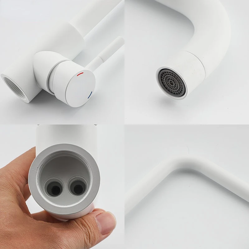 Белый простой кухонный смеситель из нержавеющей стали Поворот на 360 градусов