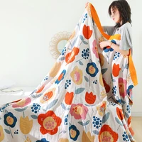 100 cotton high quality nap blanket home bedding muslin summer flower alphabet travel breathable chic large throw blanket