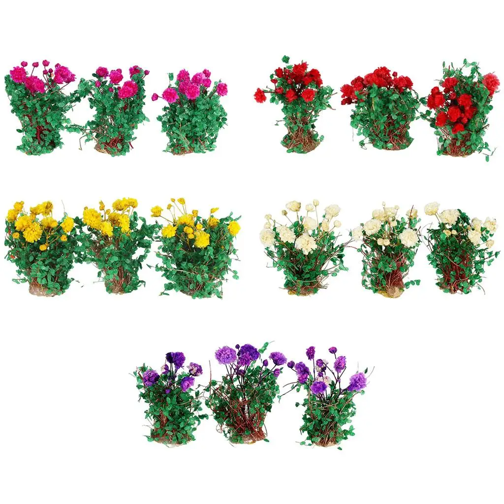 

3 Pieces Miniature Flower for Train Landscape Dioramas Layout Decoration