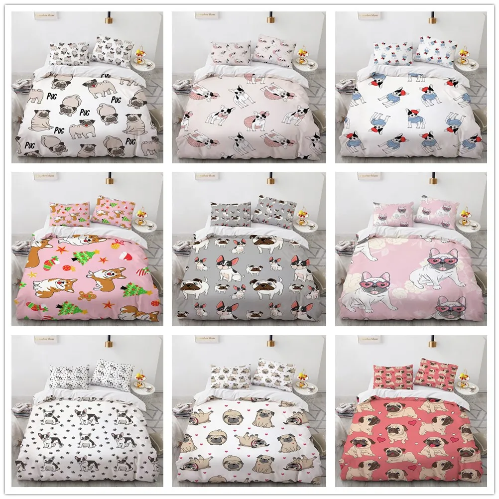 

Bulldog Bedding Set Cute Pets Duvet Cover Kids Comfortable Bedspreads Queen King Size Bedroom Decor