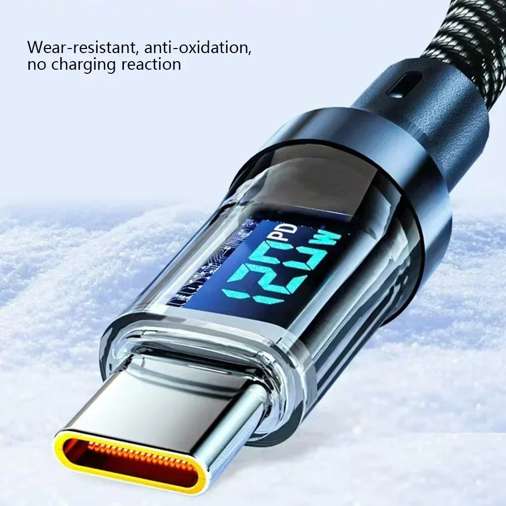 Кабель для быстрой зарядки USB-A на Type-C  Type-C на Type-C с LED-дисплеем и измерителем мощности, 60W100W, PD, нейлоновая оплетка, 1м2м (art.: 3920dbcc3ff14) - 3920dbcc3ff14