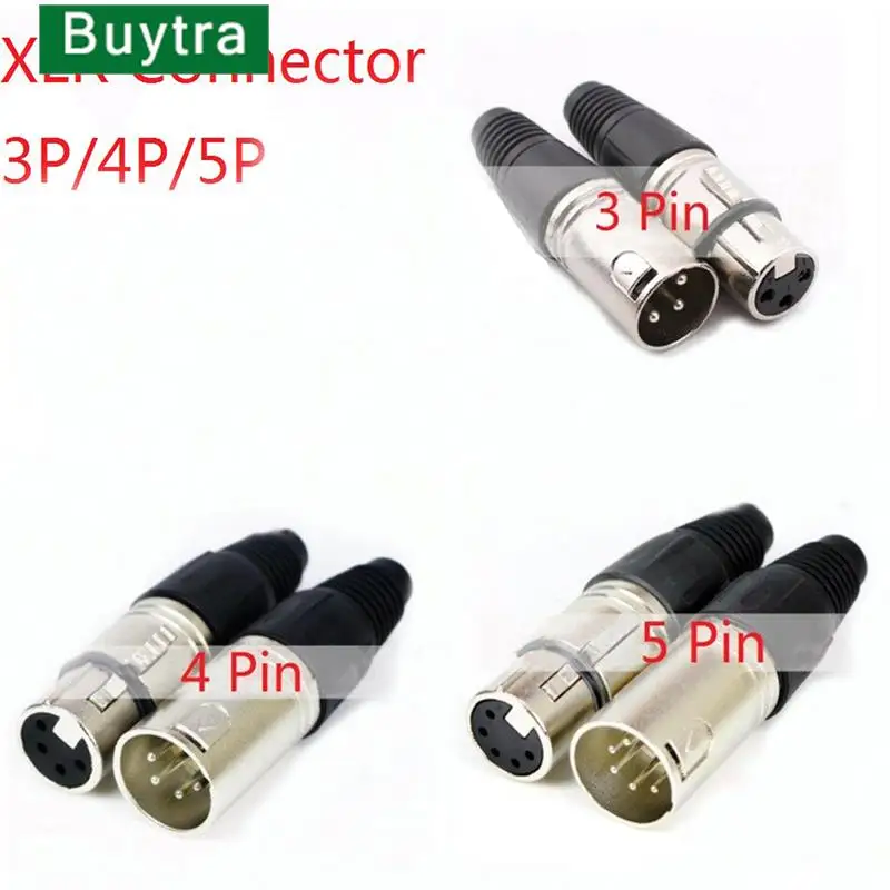 

1pc Male & Female 3-Pin 4-Pin 5-Pin XLR Microphone Audio Cable Plug Connectors Cable Terminals
