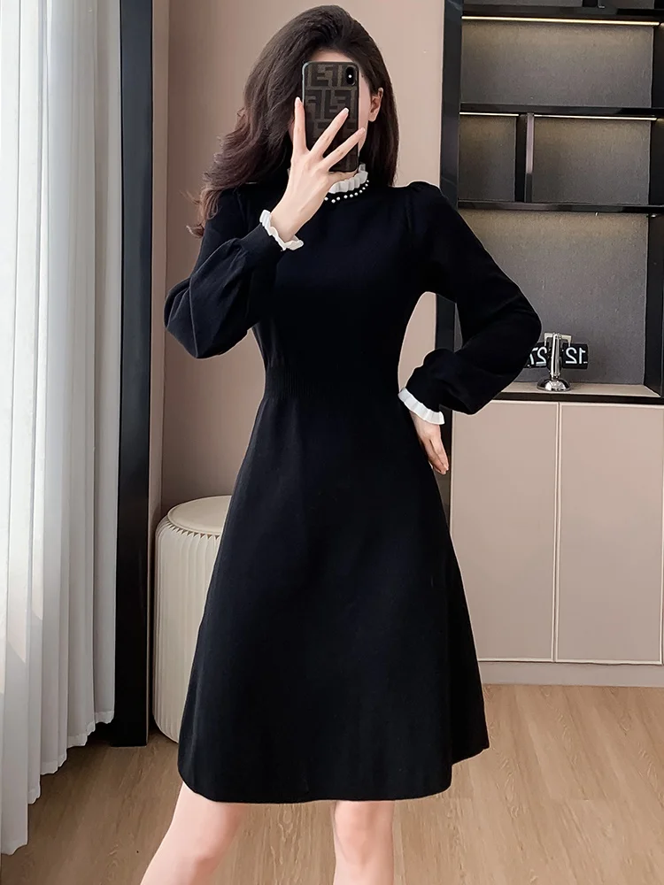 Трикотажное платье 2024 ранняя весна новинка для женщин осень и зима