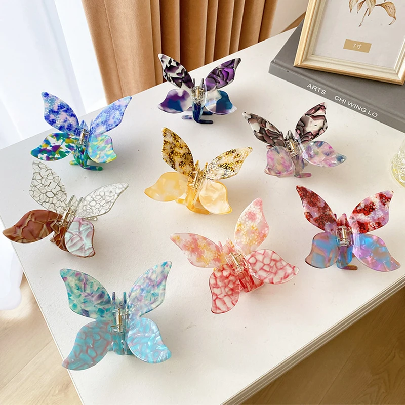 

Romantic Cute Butterfly Hair Clip for Women Bath Shark Clip Animal Claw Clip Large Japanese Hair Accessories for Girl Wholesale