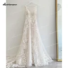 Женское свадебное платье Lakshmigown, Пляжное Платье-трапеция с V-образным вырезом и кружевной аппликацией, 2022