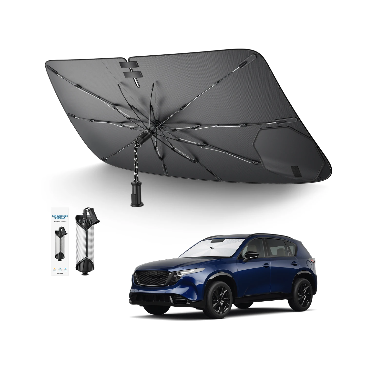 Фото LFOTPP для Mazda CX-5 CX5 2018-2026: Солнцезащитные шторки на лобовое стекло, козырьки на передние окна, аксессуары для Mazda CX-5, серебристый цвет. №1