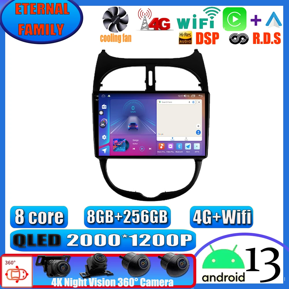 

Автомобильный радиоприемник Core Android 13 для Peugeot 206 1998 - 2012 мультимедийный плеер навигация GPS беспроводной Carplay автомобильное радио стерео 2 Din