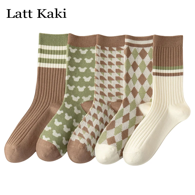 

5 пар/партия, женские хлопковые носки в японском стиле