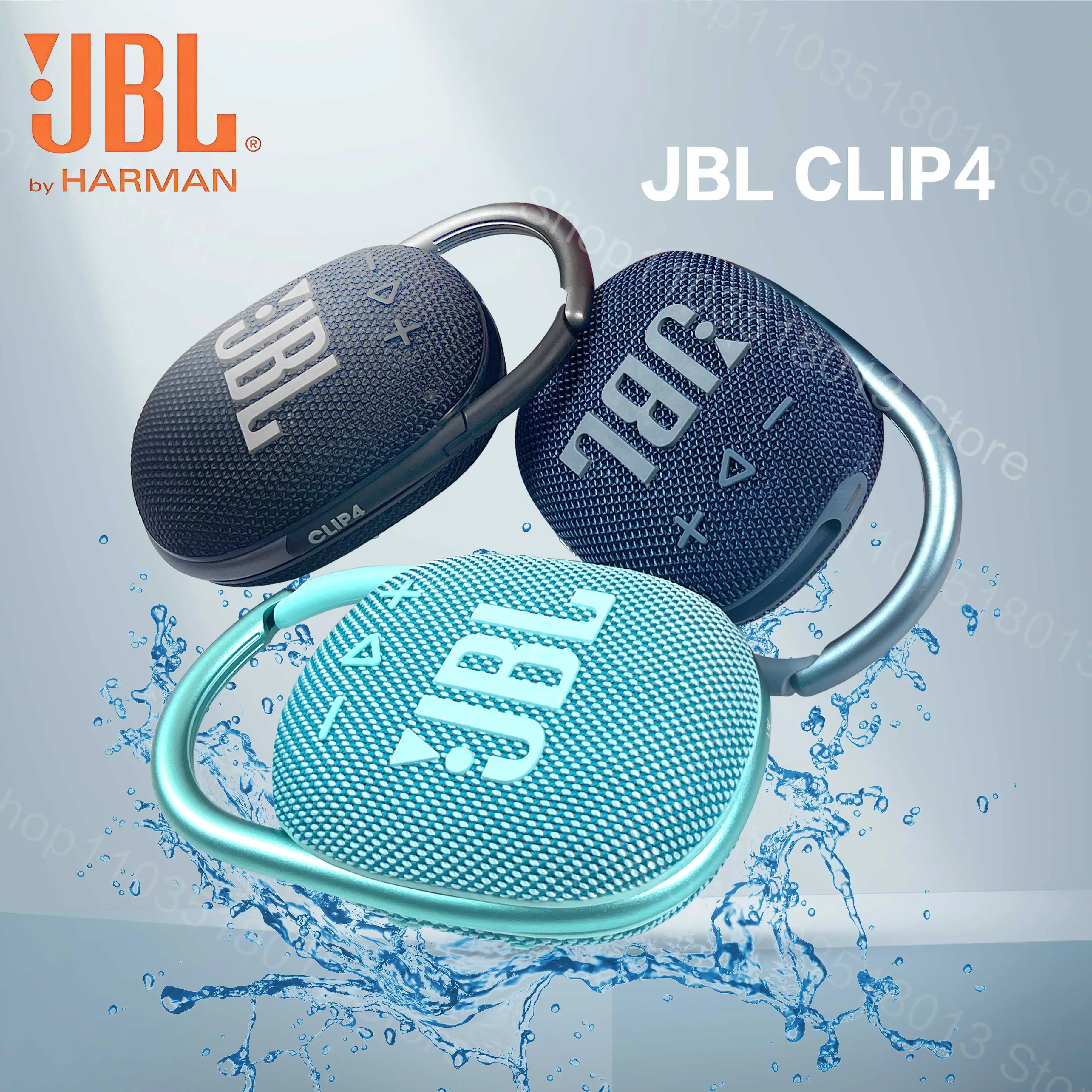 Фото Оригинальный беспроводной Bluetooth портативный динамик JBL CLIP 4, сабвуфер, уличный динамик, мини-динамик IP67, пыленепроницаемый и водонепроницаемый №1