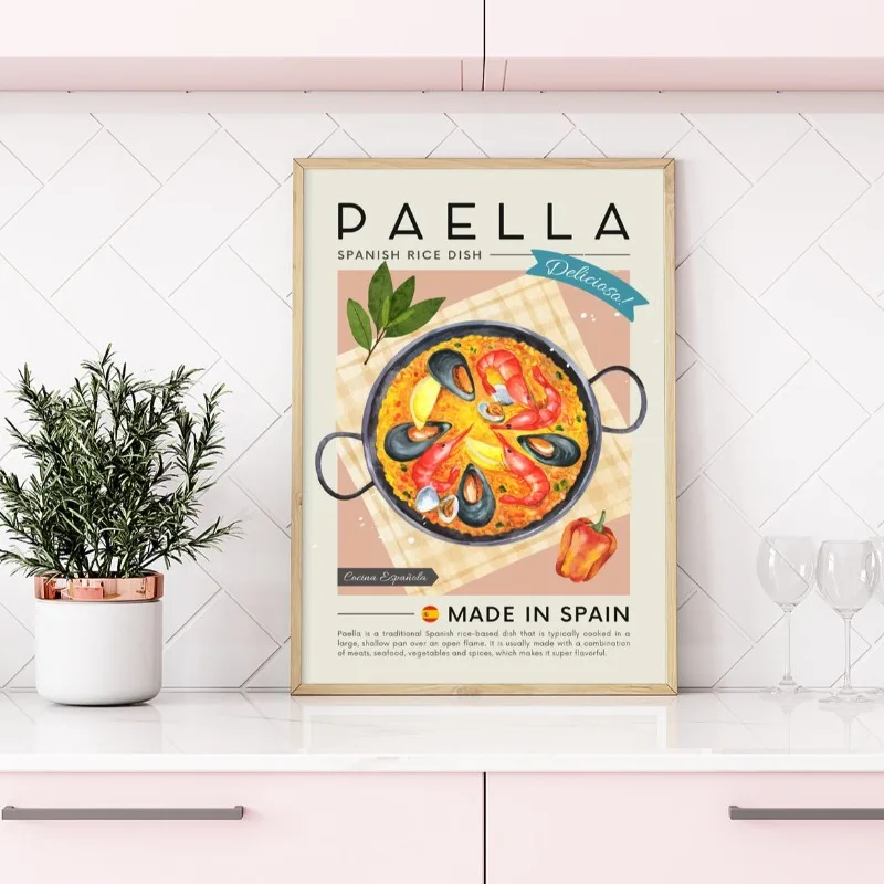 Винтажная традиционная еда японский рамэн итальянская Focaccia испанская паэлла