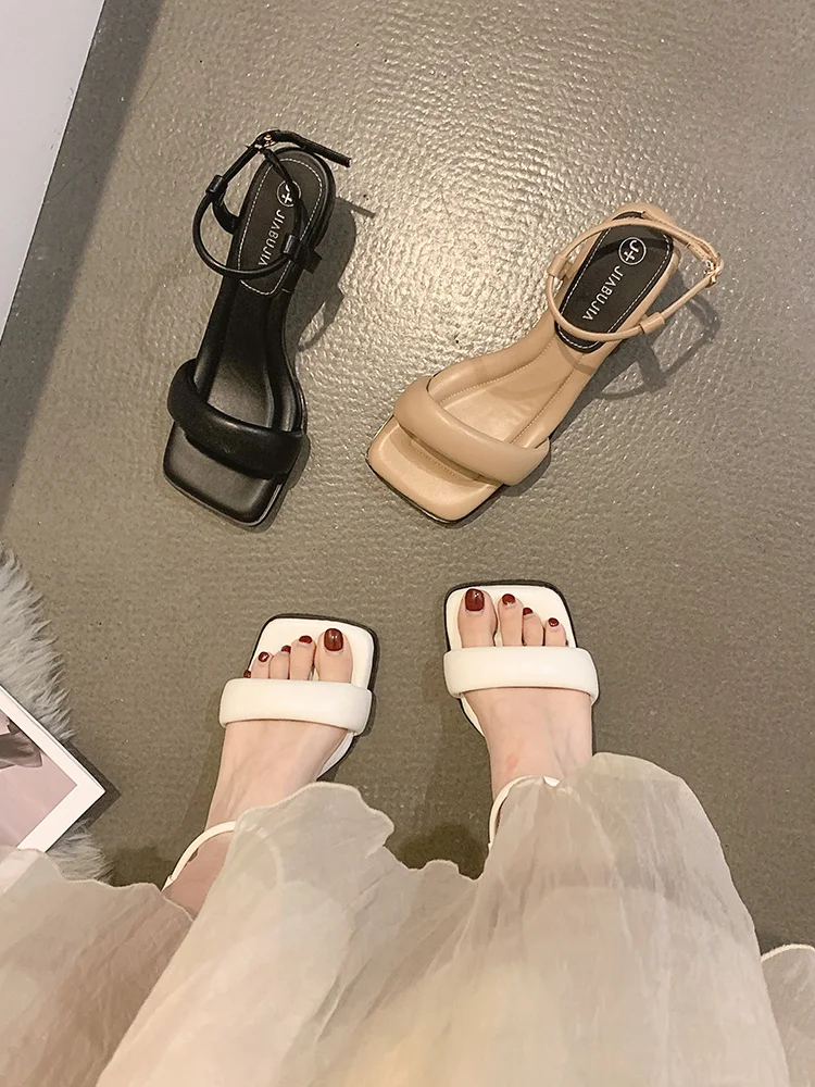 

Женские туфли, сандалии, Новинка лета 2022, туфли на шпильке в стиле ретро, обувь на среднем каблуке