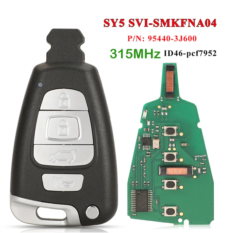 

ECUTOOL 315/433MHz SY5 SVI-SMKFNA04 95440-3J500 / 95440-3J501 PCF7952A Chip Smart Remote Key Fob For Hyundai Veracruz 2007-2012