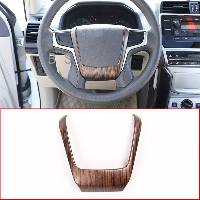 Car Accessories ABS Steering Wheel Decoration Strips Trim For Toyota Land Cruiser Prado FJ150 150 2018 Pine Wood Grain