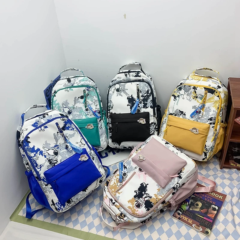 

Холщовый школьный ранец для девочек, модный вместительный уличный дорожный рюкзак с принтом, студенческие сумки для книг
