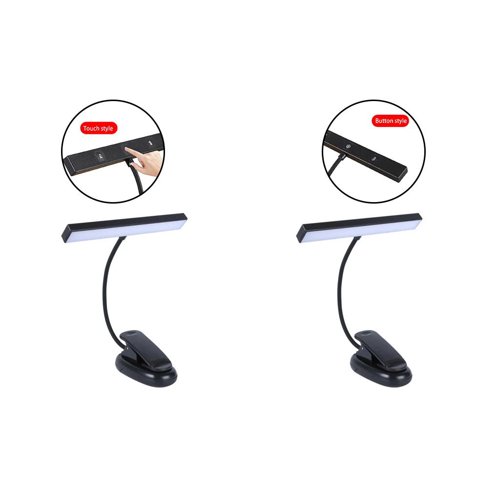 

Black LED Learning Desk Lamp With Adjustable Brightness For Dormitory Night Light Soft Lighting Battery touch wiring