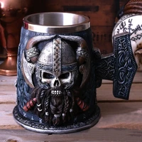 retro viking mug stainless steel beer mug viking drinkware tankard whisky wine glass mugs bar decoration christmas gift