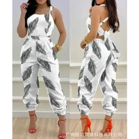women jumpsuits sexy slim fit backless bandage pocket high waist jumpsuits summer spaghetti strap square collar pencil jumpsuits