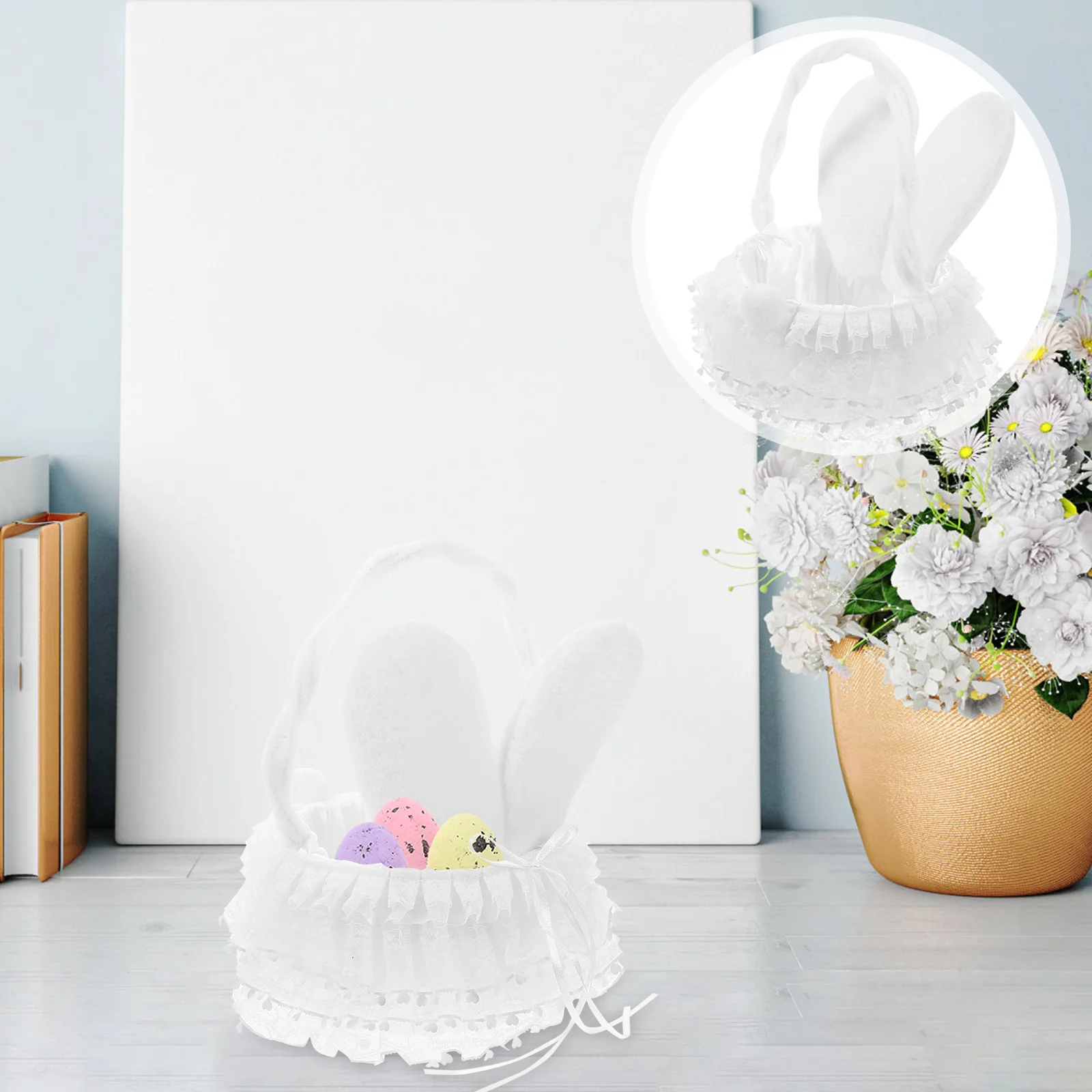 Корзина с цветочным узором для девочек пасхальный кролик ручками уличные
