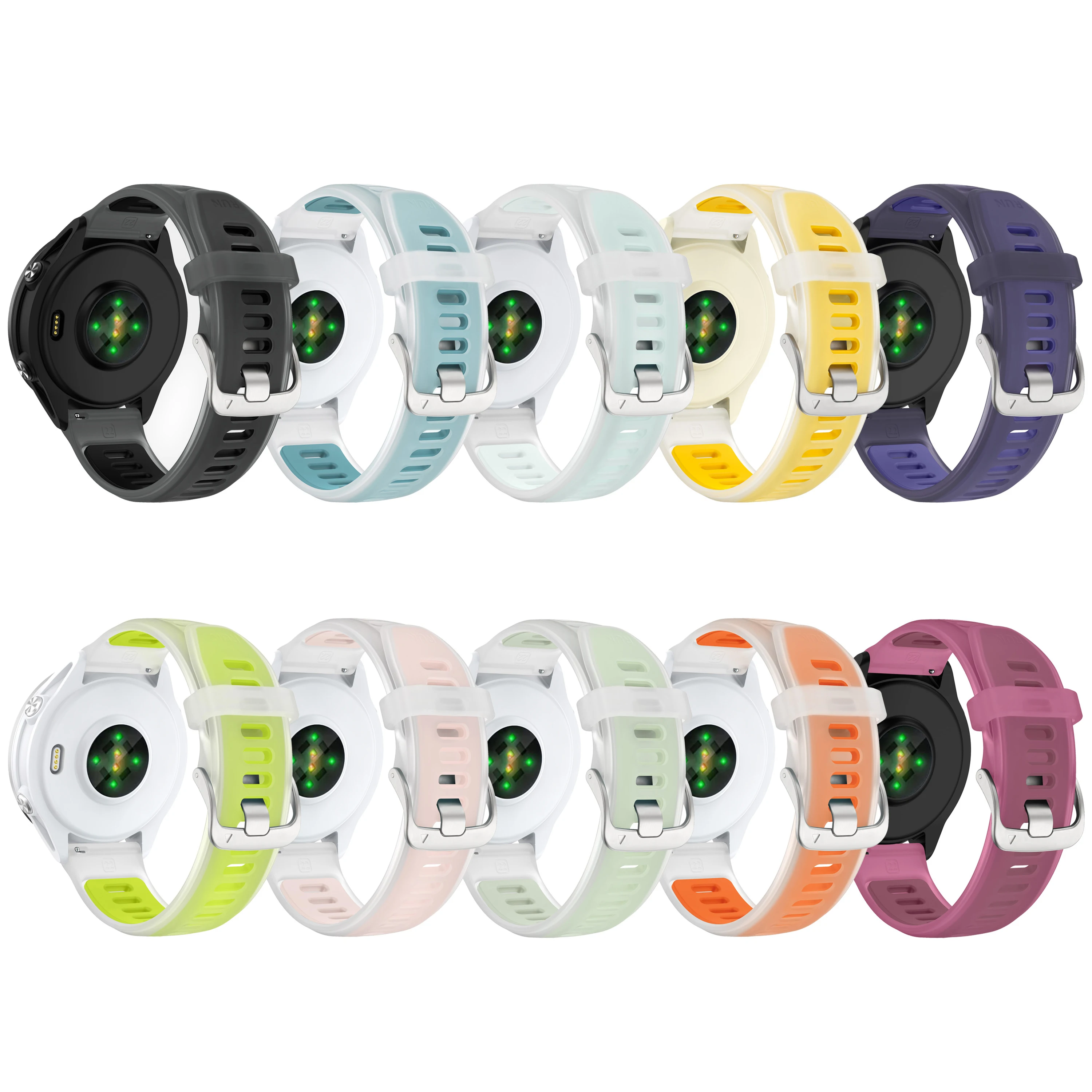 Полупрозрачный двухцветный спортивный силиконовый ремешок для Garmin Forerunner 70 170 Music 570 255 165 265SVivoactive 6 5Venu 4 3 Plus (art.: 3920db45c4eea) - 3920db45c4eea