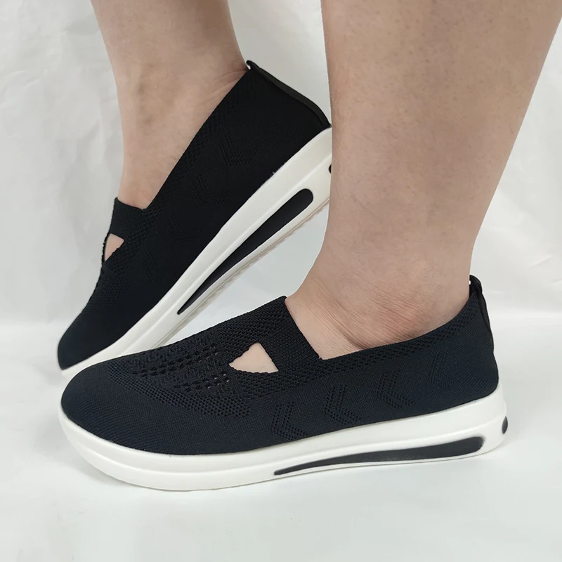 

Autumn 2022 Hollow Out Knitted Loafers Women Plus Size 43 Platform Sneakers for Women Slip on Breathable Mesh Flats Shoes Woman