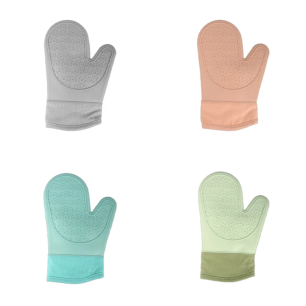 

Silicone Waterproof Mittens Mitts Anti-skid Gloves Oven Insulation Microwave Cooking Bakery Household Baking Gray