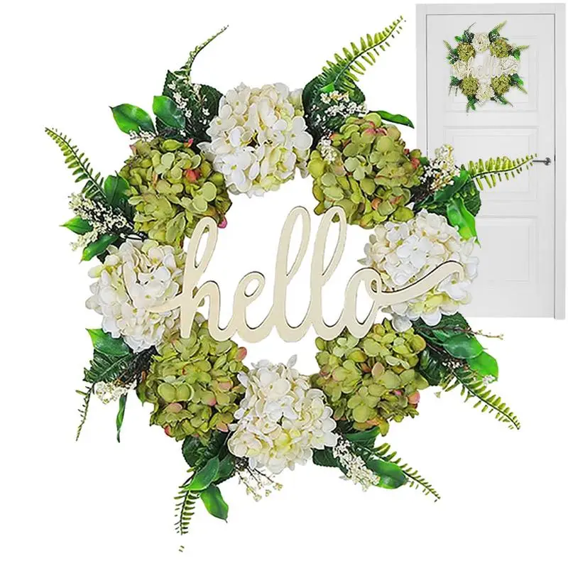 

Artificial Flowers Wreath wooden Autumn Harvest Porch Decor White Green Floral Spring Door Wreath for Front Door Decorations