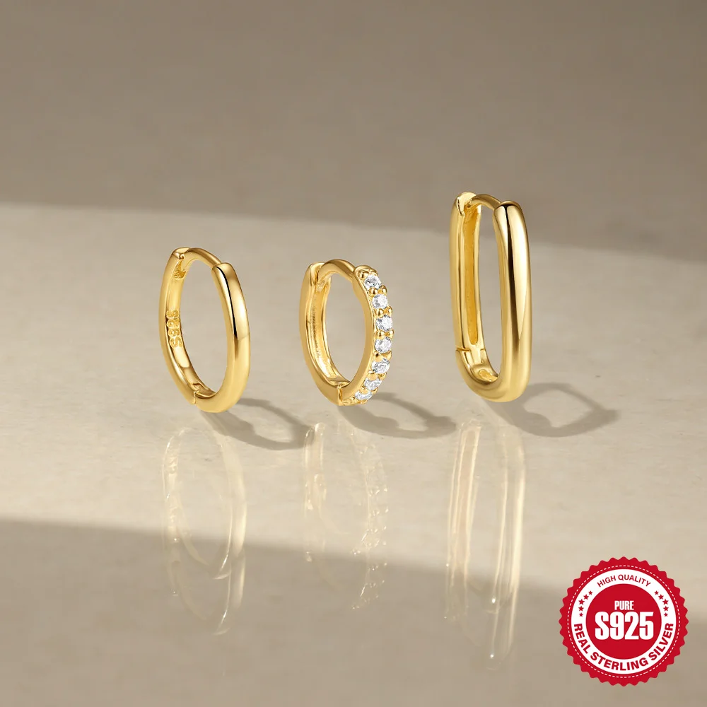 Серьги-кольца из серебра 925 пробы с цирконом