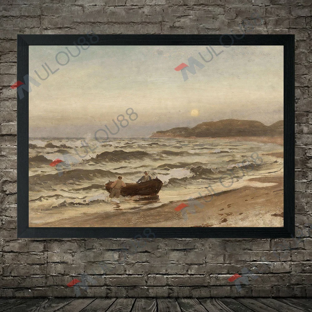 Винтажная картина маслом на паруснике Декор морской пейзаж озеро дом настенный