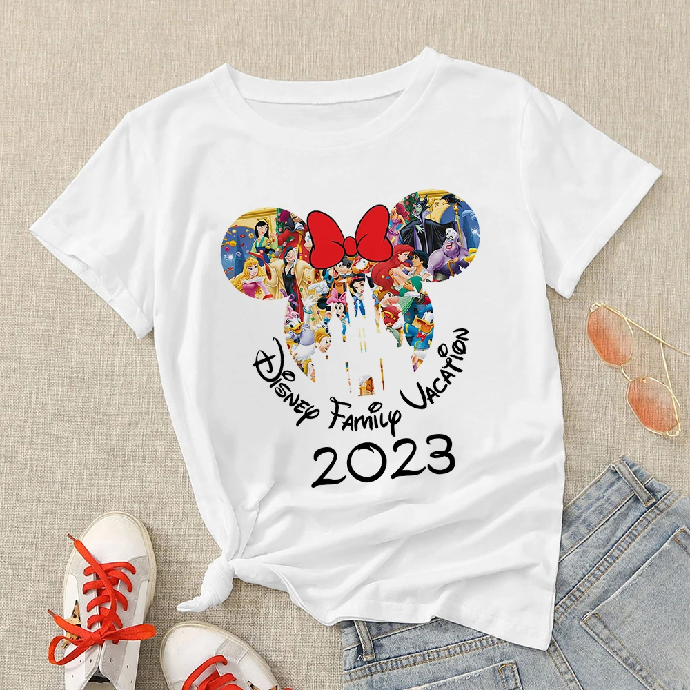 

Disneyland Women Clothes Minnie Mouse Fashion 2023 Disney Vacation T-shirts Short Sleeve Basic Summer T Shirt Female Dropship