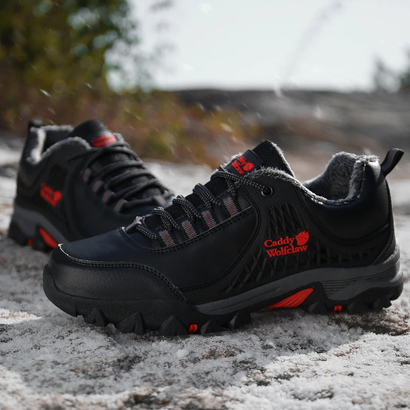 R.xjian Men's Snow Shoes Casual Fashion Winter Warm Waterproof Rubber Anti-Skid Sole Plush Outdoor Hiking Boots