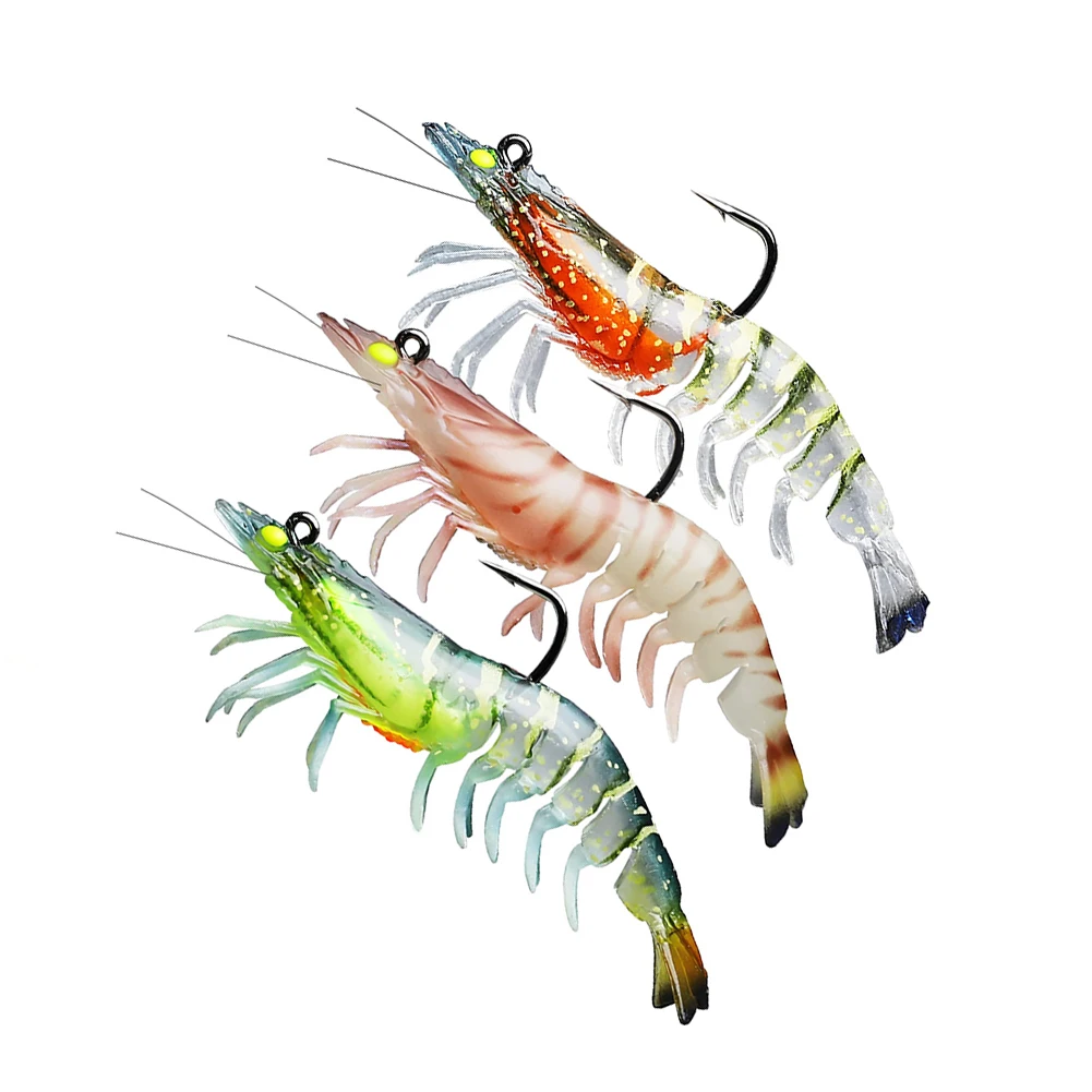 

TPE Crawfish Soft Plastic Fishing Lure Swimbaits with Holographic Glitter Foil for Freshwater Shrimp Bass bait