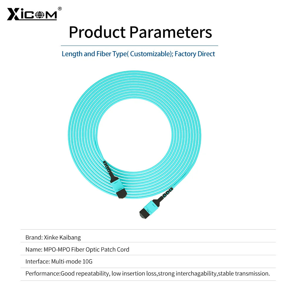 10G Fiber Optic Patch Cord Cable Multi Mode MPO-MPO UPC OM3 LSZH Optical Patch Cable Female to Female 8/12 Core 1M/3M/5M/10M