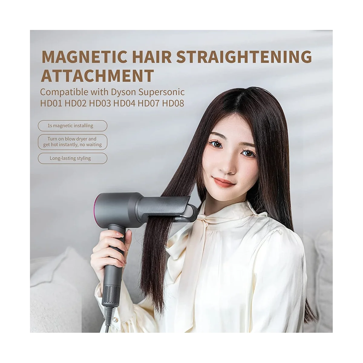 

Hair Straightener Attachment for Dyson Supersonic Hair Dryer HD01 HD02 HD03 HD04 HD07 HD08 HD15 Accessories