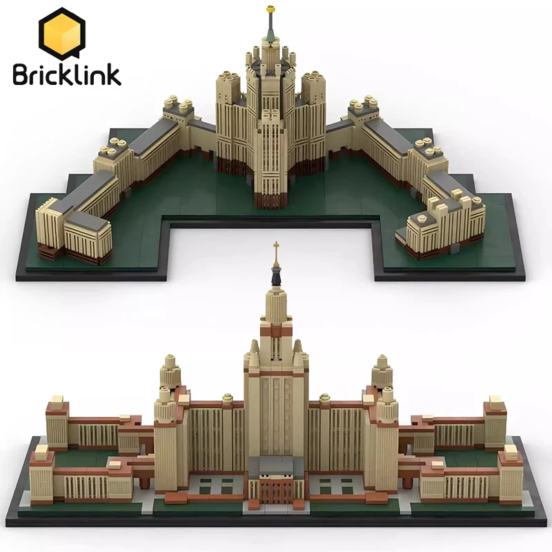 Фото Брелинк MOC Дом Ломоносов Москва Государственный Университет Город Skyline Архитектура Вид на улицу Наборы строительных блоков Игрушки Подарок для взрослых №1