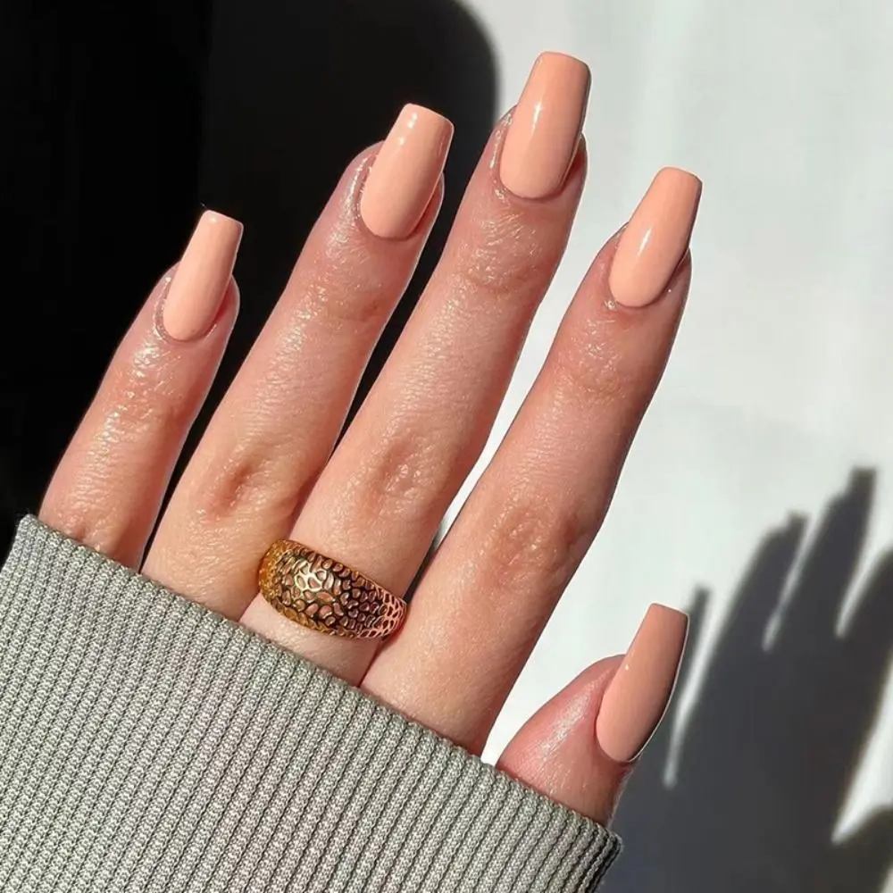 

24pcs Manicure Press on Nails Solid Color DIY French Fake Nails Ballerina Short