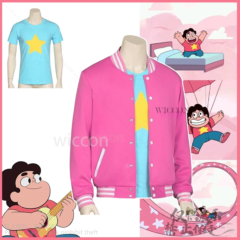 Стивен Аниме Фильм Вселенная косплей свитер костюм куртка розовое пальто синяя