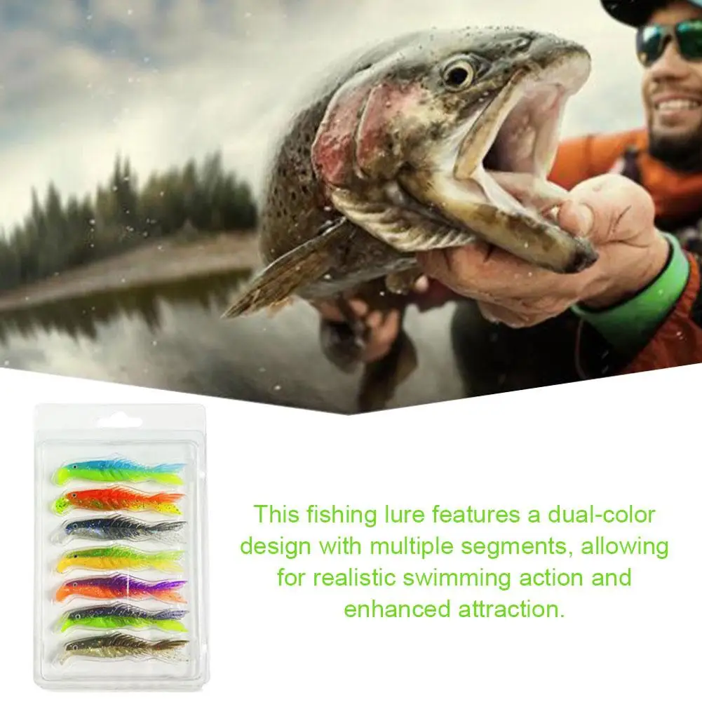 

PVC Lures Crankbait Artificial Wobbler Fishing Lure Swimbait Flexible Tail Supplies Angler Multi-Section Bait Soft K3H8