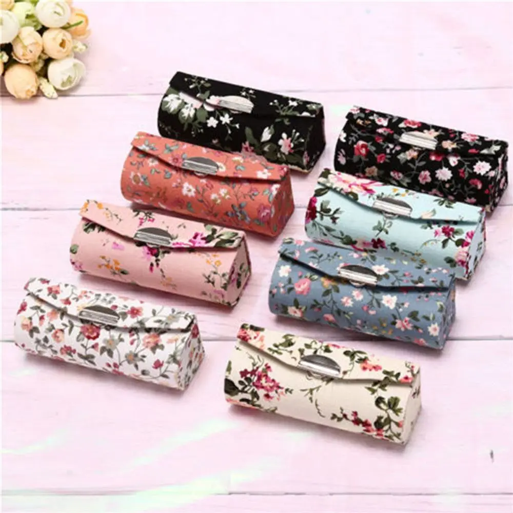 

Women Beauty Flower Designs Fashion Gift Makeup Storage Jewelry Holder Lipstick Case Lip Gloss Box Mini Mirror