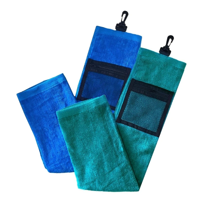 

Portable Microfiber Golf Towel with Clip and Golf Ball Mesh Pocket, Strong Absorbent, Suitable Size for Golf Cart Bag