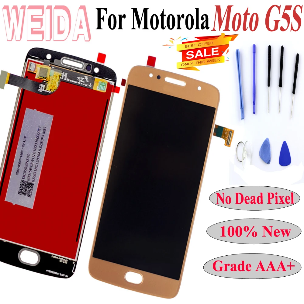 

ЖК-дисплей 5,2 дюйма в сборе для Motorola Moto G5S XT1792 XT1793 XT179, сменный сенсорный экран с цифровым преобразователем + Инструменты