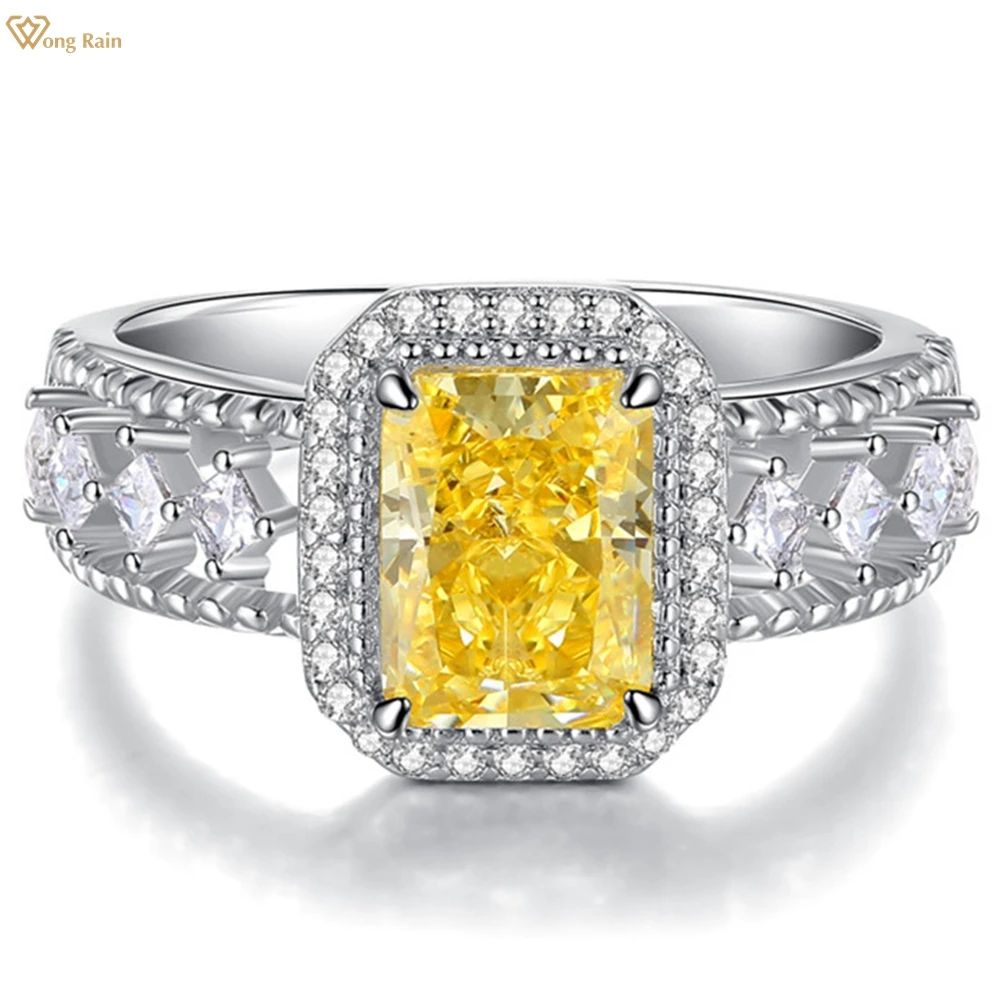 

Wong Rain, винтажное, 100% 925 пробы, серебряное, ледяное, измельченное, создано, Moissanite, цитрин, драгоценный камень, обручальное кольцо, ювелирное изд...