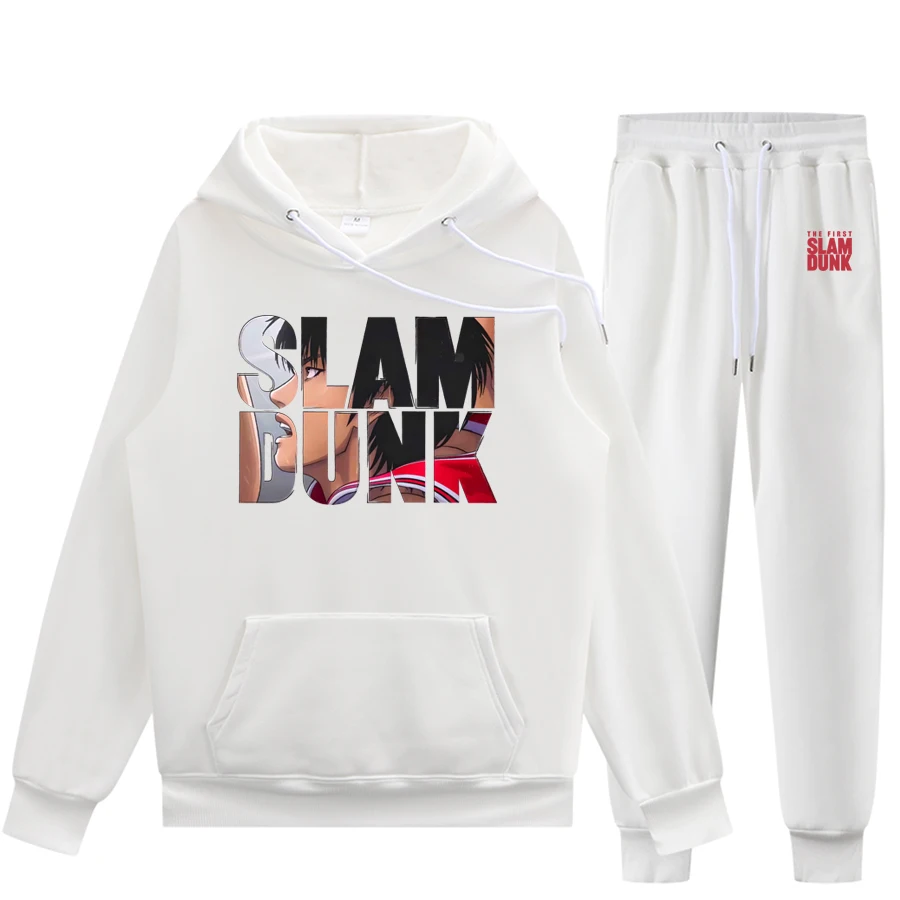 

SLAM DUNK Men Sets Lining Fleece Casual Men's Sweat-shirt Set Jogging Sportswear Hoodies Sweater + Trousers Long-sleeved Hooded