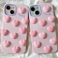 cute pink love 3d heart shape phone cases for iphone 13 12 11 pro max xr xs max x back cover